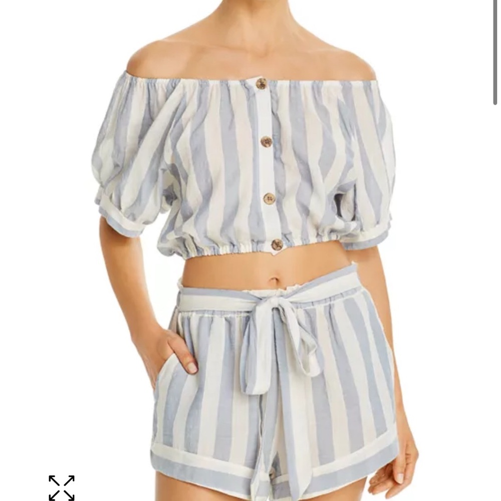 Eberjey Umbrella Stripes Harper Swim Coverup Set Small